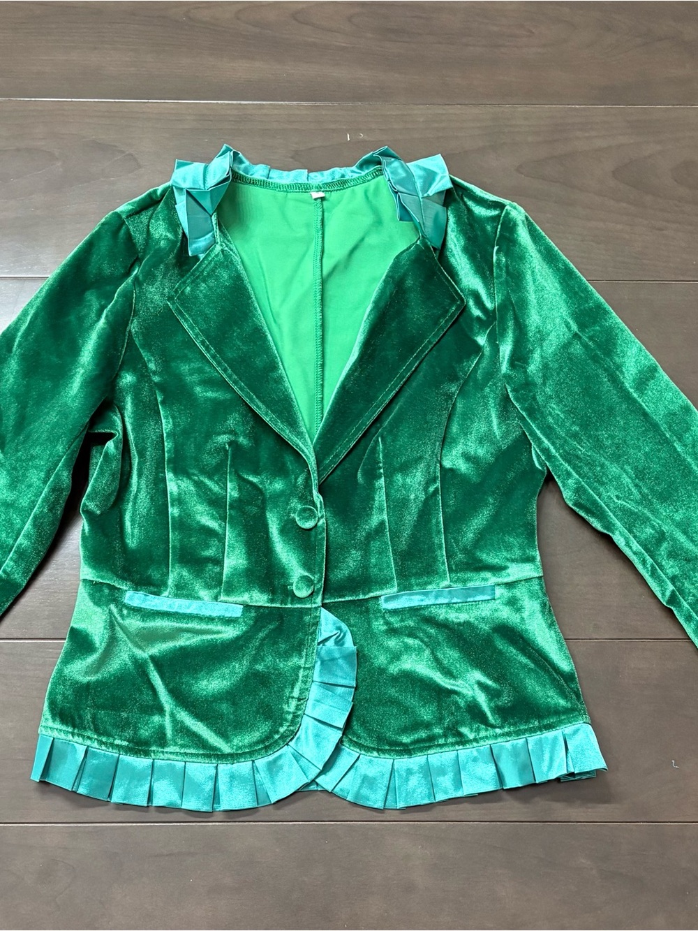 Green Velvet Blazer Jacket - Women's